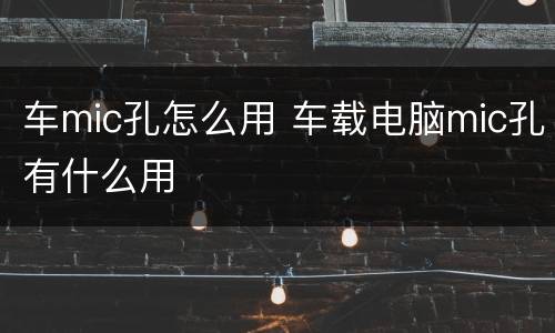 车mic孔怎么用 车载电脑mic孔有什么用