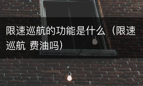 限速巡航的功能是什么（限速巡航 费油吗）