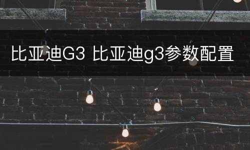 比亚迪G3 比亚迪g3参数配置