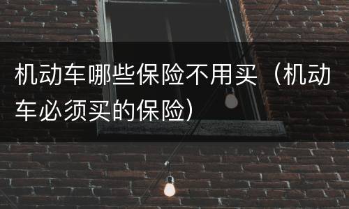 机动车哪些保险不用买（机动车必须买的保险）