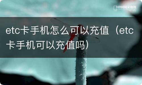 etc卡手机怎么可以充值（etc卡手机可以充值吗）