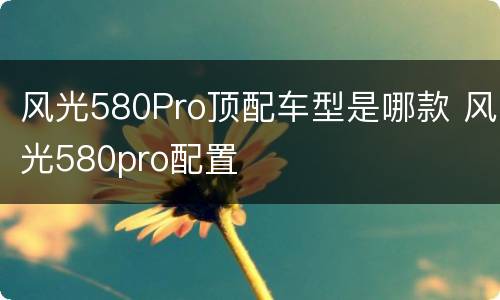 风光580Pro顶配车型是哪款 风光580pro配置