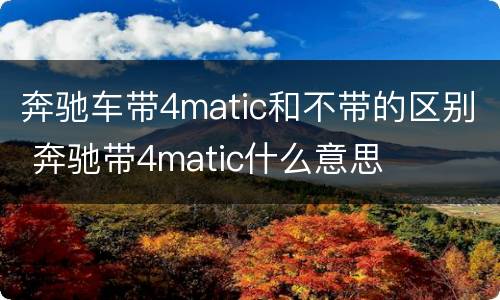 奔驰车带4matic和不带的区别 奔驰带4matic什么意思
