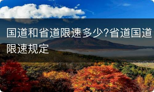 国道和省道限速多少?省道国道限速规定