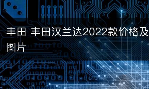 丰田 丰田汉兰达2022款价格及图片