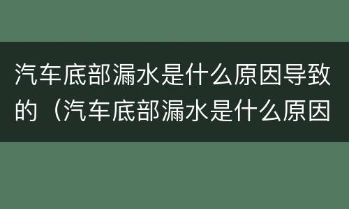 汽车底部漏水是什么原因导致的（汽车底部漏水是什么原因导致的呢）