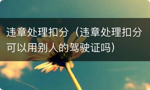 违章处理扣分（违章处理扣分可以用别人的驾驶证吗）