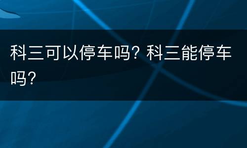 科三可以停车吗? 科三能停车吗?