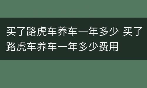 买了路虎车养车一年多少 买了路虎车养车一年多少费用