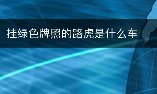 挂绿色牌照的路虎是什么车