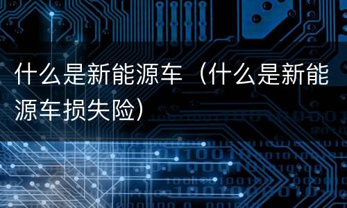 什么是新能源车（什么是新能源车损失险）