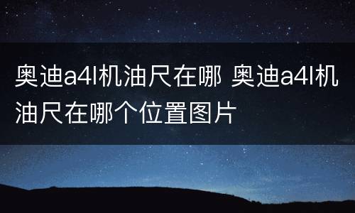 奥迪a4l机油尺在哪 奥迪a4l机油尺在哪个位置图片