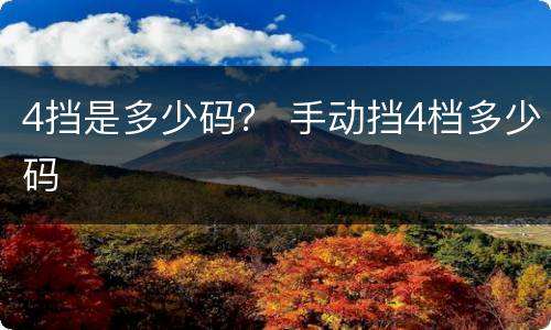4挡是多少码？ 手动挡4档多少码