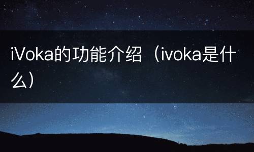 iVoka的功能介绍（ivoka是什么）