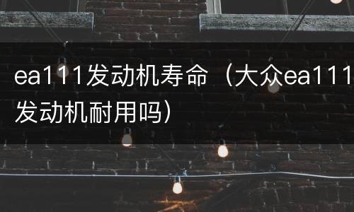 ea111发动机寿命（大众ea111发动机耐用吗）