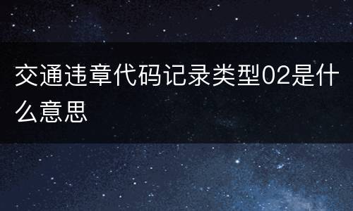 交通违章代码记录类型02是什么意思