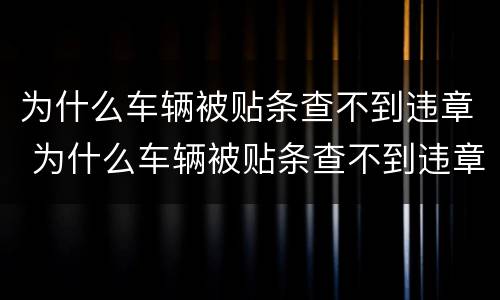 为什么车辆被贴条查不到违章 为什么车辆被贴条查不到违章信息