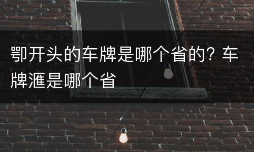 卾开头的车牌是哪个省的? 车牌滙是哪个省