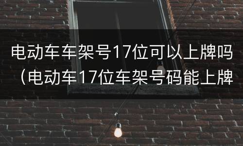 电动车车架号17位可以上牌吗（电动车17位车架号码能上牌吗）