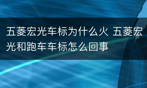 五菱宏光车标为什么火 五菱宏光和跑车车标怎么回事