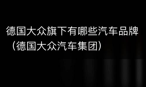德国大众旗下有哪些汽车品牌（德国大众汽车集团）