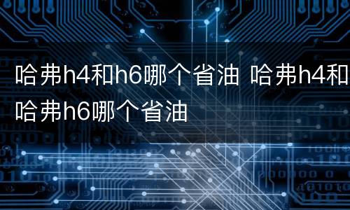 哈弗h4和h6哪个省油 哈弗h4和哈弗h6哪个省油