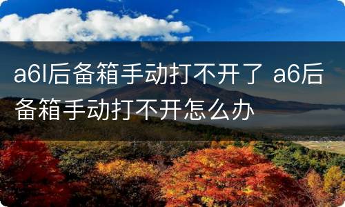 a6l后备箱手动打不开了 a6后备箱手动打不开怎么办