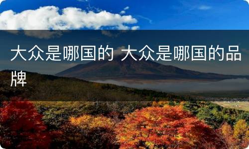 大众是哪国的 大众是哪国的品牌