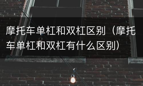 摩托车单杠和双杠区别（摩托车单杠和双杠有什么区别）