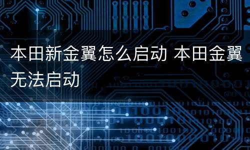 本田新金翼怎么启动 本田金翼无法启动