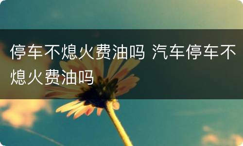 停车不熄火费油吗 汽车停车不熄火费油吗