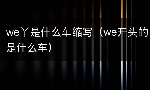 we丫是什么车缩写（we开头的是什么车）