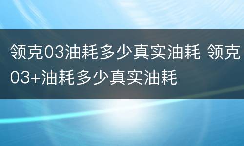 领克03油耗多少真实油耗 领克03+油耗多少真实油耗