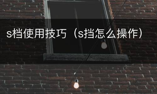s档使用技巧（s挡怎么操作）