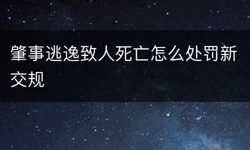 肇事逃逸致人死亡怎么处罚新交规