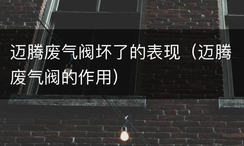 迈腾废气阀坏了的表现（迈腾废气阀的作用）