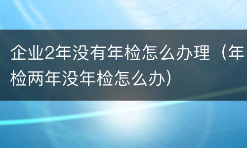 企业2年没有年检怎么办理（年检两年没年检怎么办）