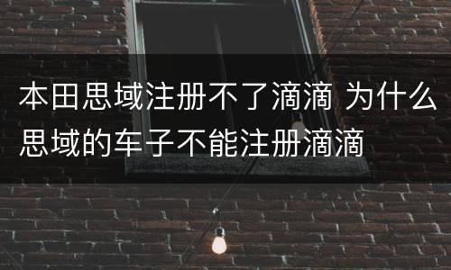 本田思域注册不了滴滴 为什么思域的车子不能注册滴滴
