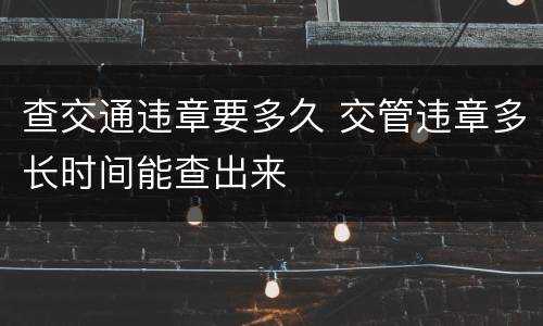 查交通违章要多久 交管违章多长时间能查出来
