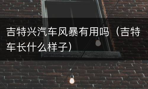 吉特兴汽车风暴有用吗（吉特车长什么样子）
