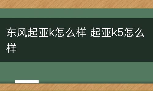 东风起亚k怎么样 起亚k5怎么样