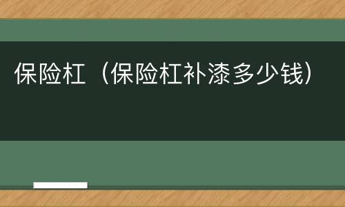 保险杠（保险杠补漆多少钱）