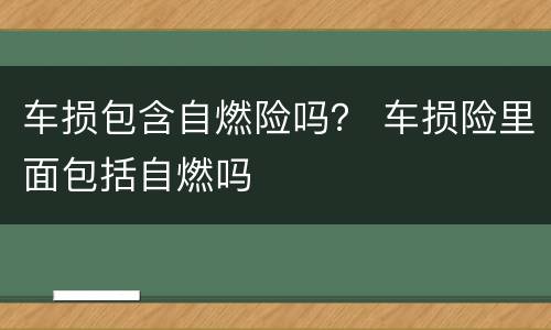 车损包含自燃险吗？ 车损险里面包括自燃吗