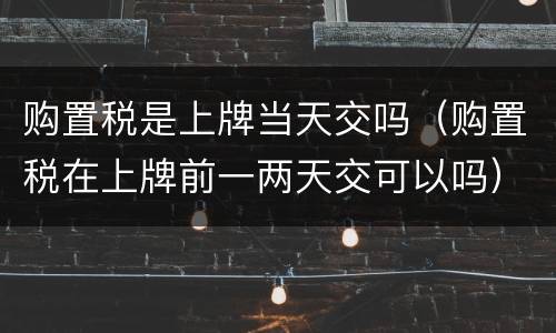 购置税是上牌当天交吗（购置税在上牌前一两天交可以吗）