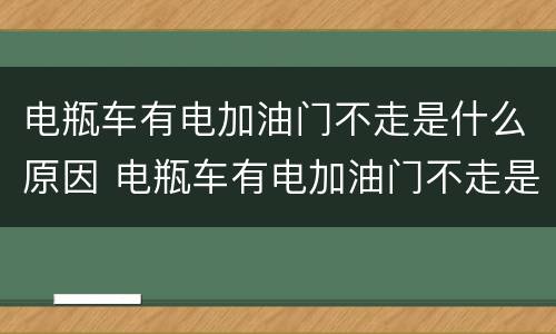 电瓶车有电加油门不走是什么原因 电瓶车有电加油门不走是什么原因视频