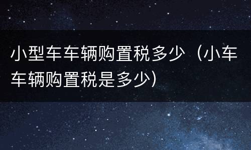 小型车车辆购置税多少（小车车辆购置税是多少）