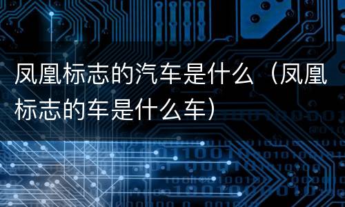 凤凰标志的汽车是什么（凤凰标志的车是什么车）