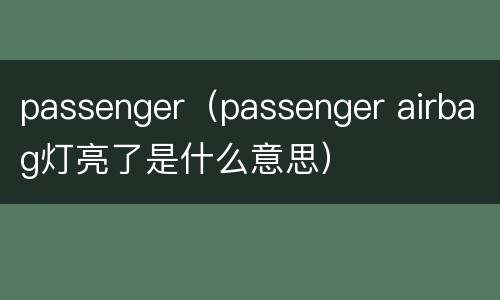 passenger（passenger airbag灯亮了是什么意思）