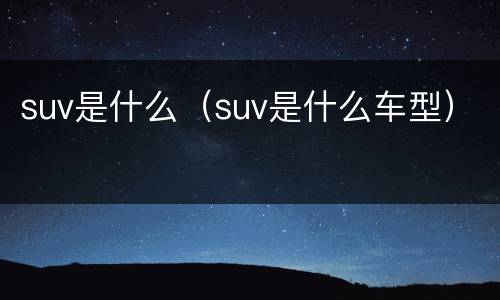 suv是什么（suv是什么车型）
