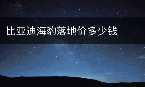 比亚迪海豹落地价多少钱